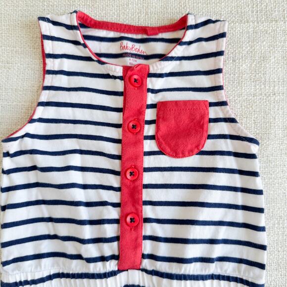 Baby Boden Navy and White Striped Romper VGUC 6-12mo - Picture 4 of 5